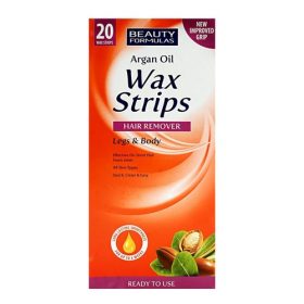 Beauty Formulas Argan Oil Hair Removal Wax Strips For Legs & Body - 20 Wax Strips