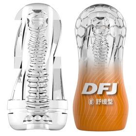 DFJ Orange Transparent Crystal Realstic Vagina Male Stroker for Men