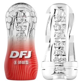 DFJ Red Transparent Crystal Realstic Vagina Male Stroker for Men