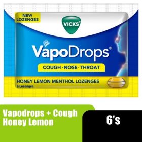 Vicks VapoDrops Honey Lemon Menthol 6 Lozenges For Cough Nose Throat