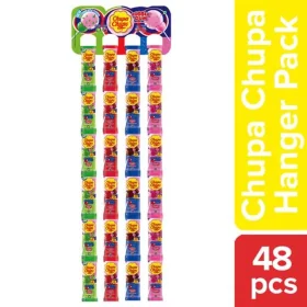 Chupa Chups Lollipop – Assorted Gum-Filled Lollipop, Display Hanger, 624 g (Pack of 48)