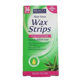 Aloe Vera Wax Strips Face & Bikini Line Wax Strips 36's ==> Safe Hair Removal
