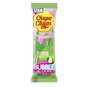 Chupa Chups Bubble Gum Filled Lollipop Sour Green Apple Flavour 12g