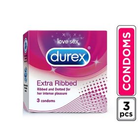 Durex Extra Ribbed Condoms- 3Pcs Pack
