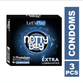 NottyBoy Let'sPlay Extra Lubricated Premium Natural Latex Condoms - 3Pcs Pack