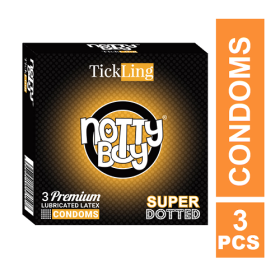 NottyBoy TickLing Super Dotted Premium Lubricated Latex Condoms - 3Pcs Pack