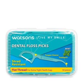 Watsons Dental Floss Picks Mint Flat Thread 50 Piece