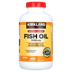 Kirkland Signature 1000mg Natural Fish Oil Concentrate with Omega-3 Fatty Acids | 400 Softgels