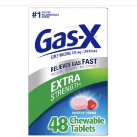 Gas-X Extra Strength Chewable Gas Relief Tablets with Simethicone 125 mg, Cherry - 48 Count