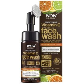 WOW Skin Science Vitamin C Brightening Face Wash with Built-In Foaming Face Brush - 150ml