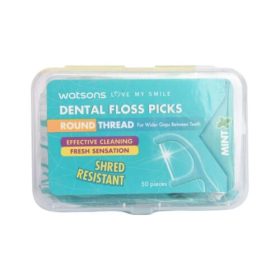 Watsons Dental Floss Picks Round Thread 50 Piece Mint